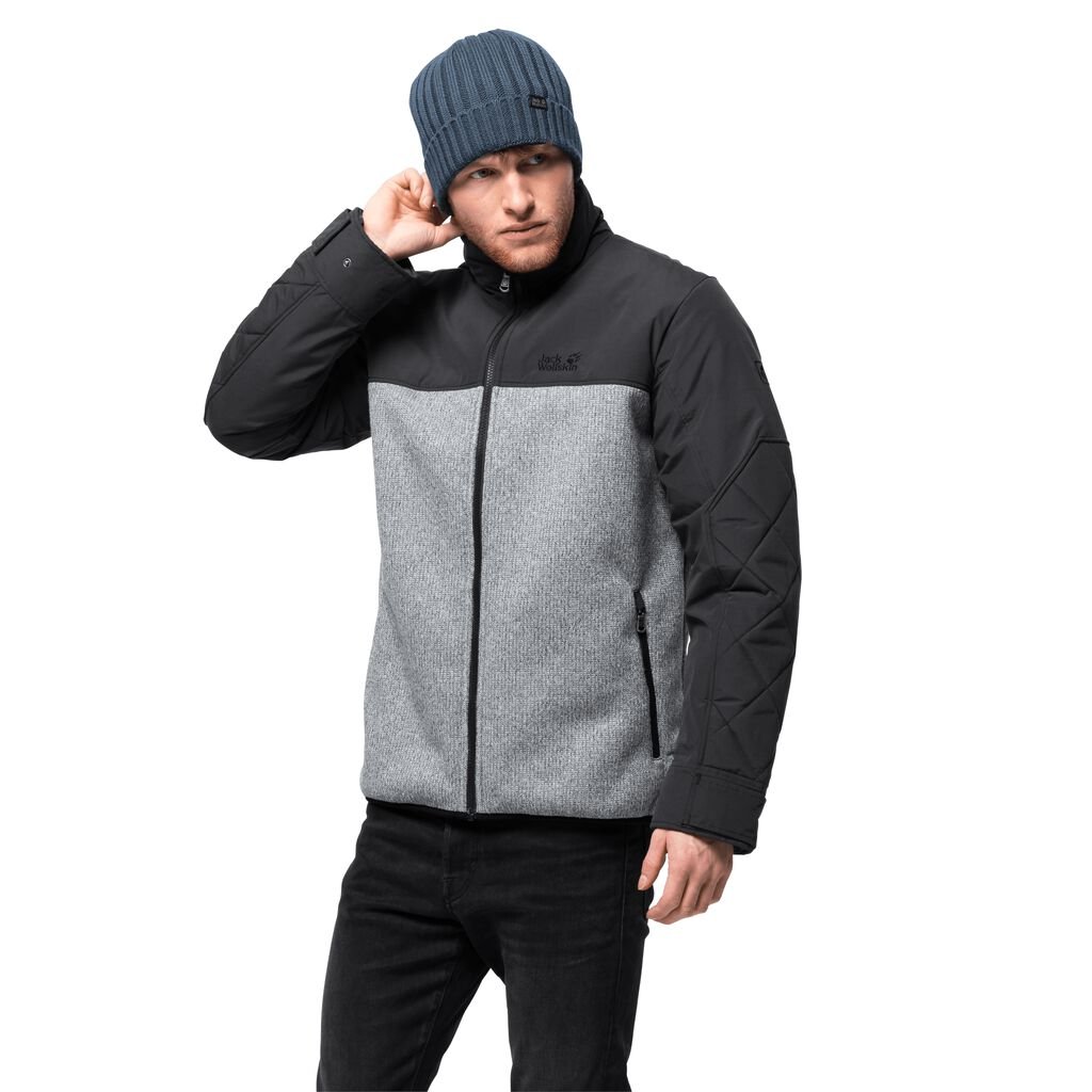 Jack Wolfskin ROBSON WOOD Férfi Fleece Kabát Szürke - RDMOZS-510